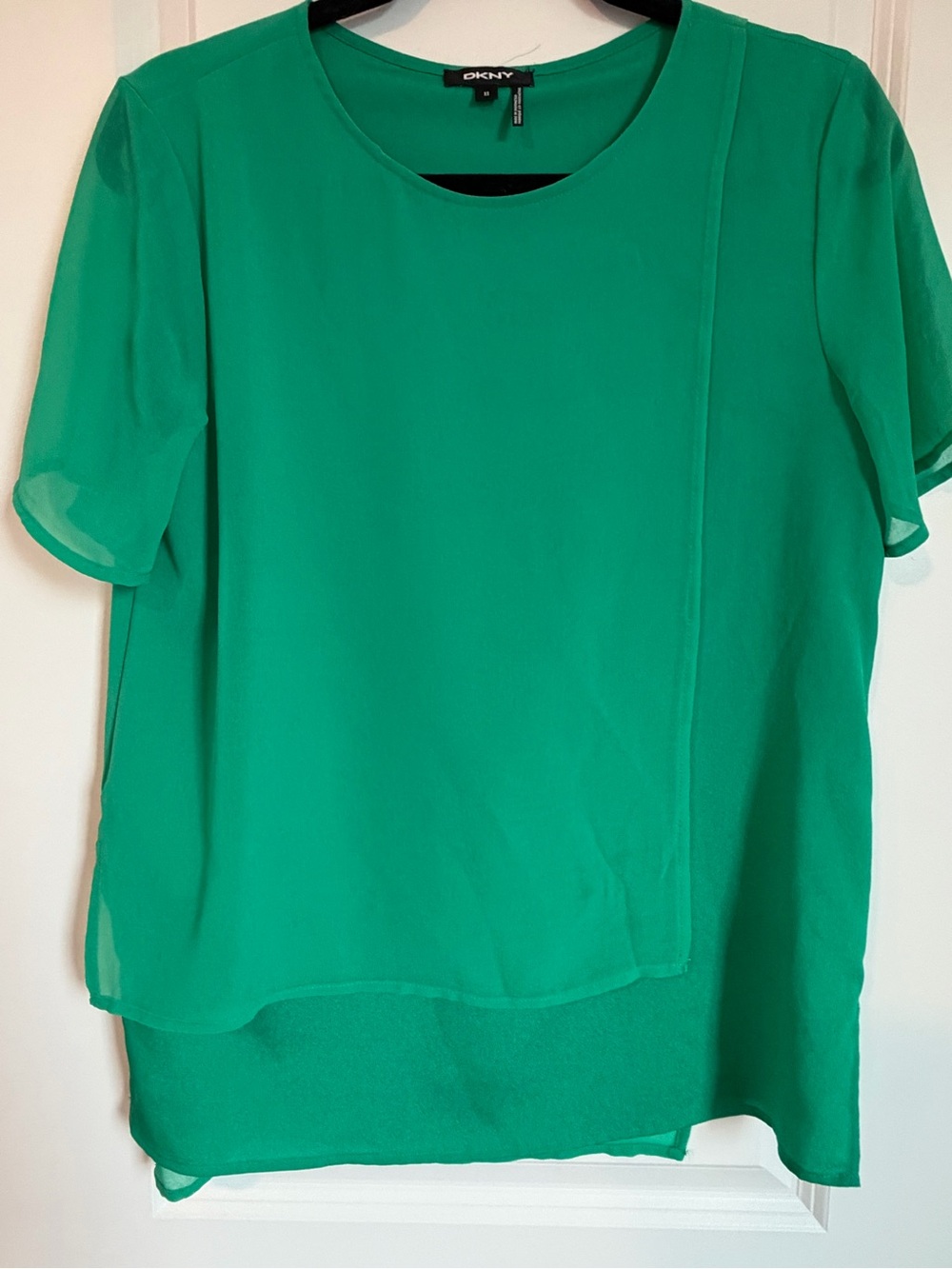 DKNY Emerald Green Layered Short Sleeve Blouse